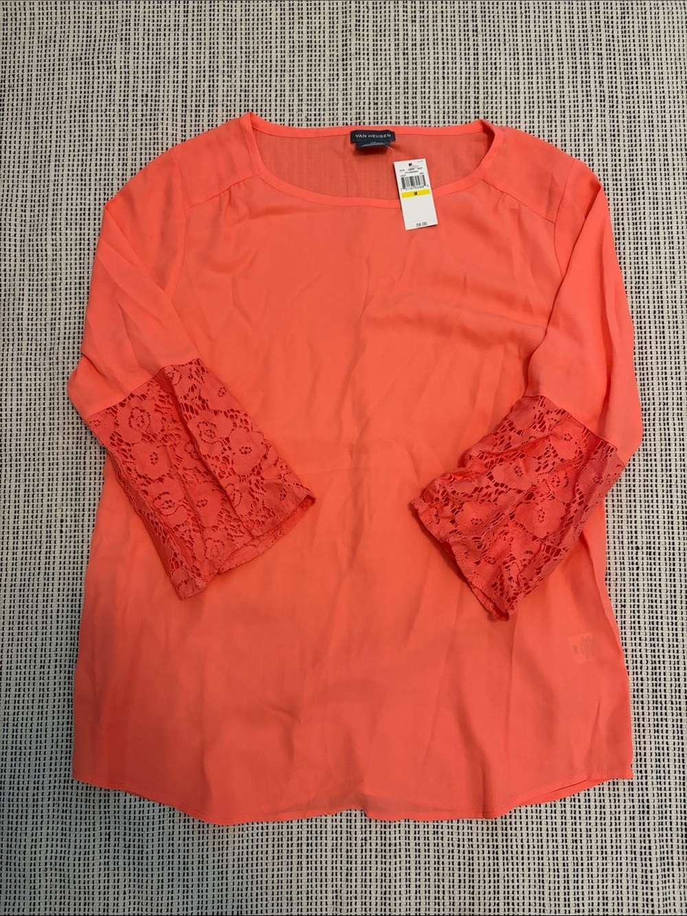 Van Heusen Coral Lace Bell-Sleeve Blouse size m